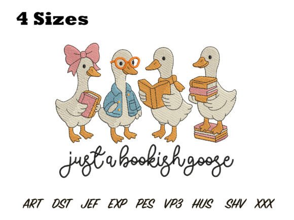 Bookish Goose Embroidery Design: A Whimsical Addition to Textile Projects