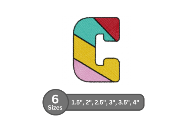 Candy Stripe Alphabet -C: A Bold Fill Stitch Font for Professional Embroidery