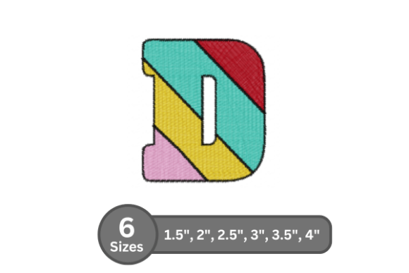 Candy Stripe Alphabet -D: A Bold Fill Stitch Font for Professional Embroidery