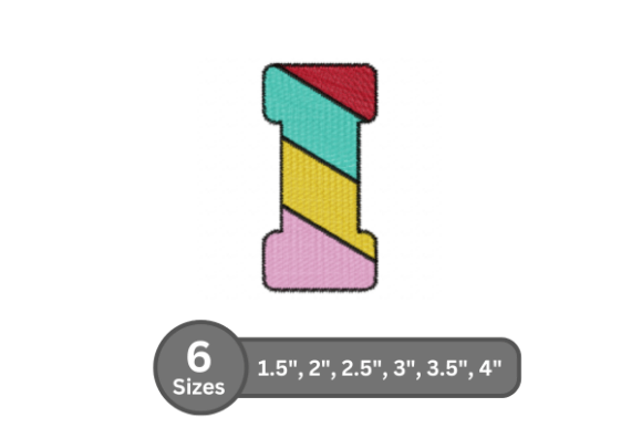 Candy Stripe Alphabet - I: A Guide to Professional Fill Stitch Embroidery