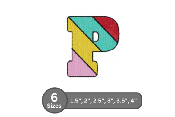 Candy Stripe Alphabet - P: Bold Embroidery Design