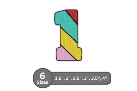 Candy Stripe Number -1: A Bold Fill Stitch Font for Professional Embroidery