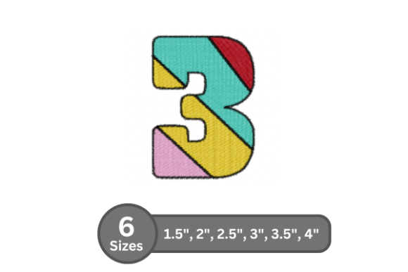 Candy Stripe Number -3: A Bold Fill Stitch Font for Professional Embroidery