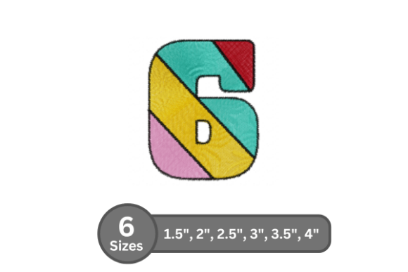 Candy Stripe Number -6: A Bold Embroidery Font