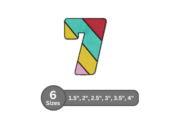 Candy Stripe Number -7: A Bold Embroidery Typeface