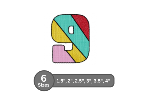 Candy Stripe Number -9: A Bold Fill Stitch Font for Professional Embroidery