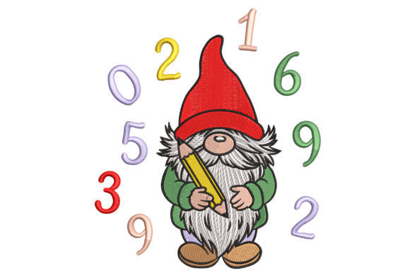 Cute Gnome with Pencil Embroidery Design