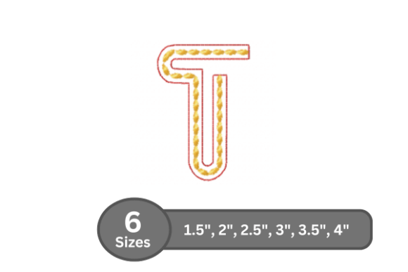 Rope Twist Alphabet - T Embroidery Font
