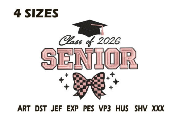 Senior Class of 2026 Checkered Bow: A Whimsical Embroidery Guide