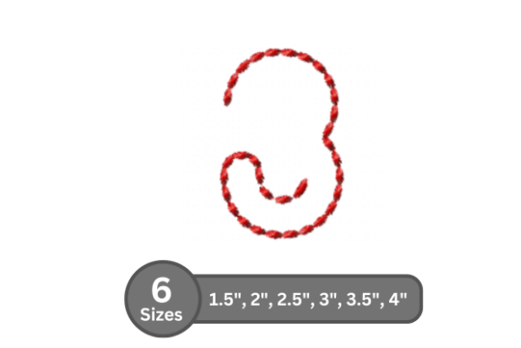 Soft Cord Number -3: A Bold Embroidery Font