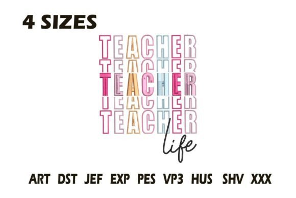 Teacher Life Retro Embroidery Design: A Whimsical Stitch for Every Fabric